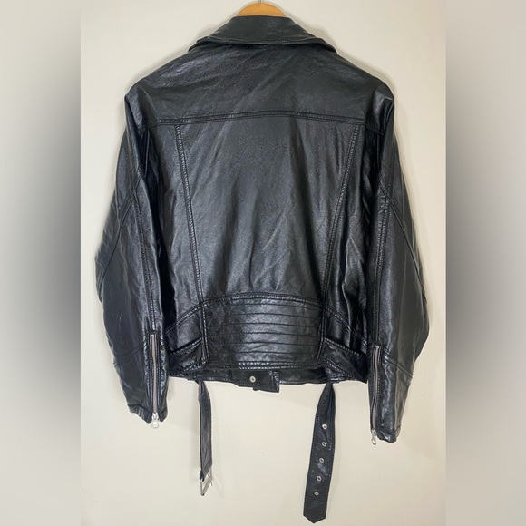 Free People Women Black Vegan Moto Faux Leather Jacket Biker Size Small - Picture 6 of 10